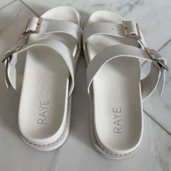 Raye, Clifton white platform dual buckle strap summer vacation sandals sz 7.5-8 - Picture 5 of 8